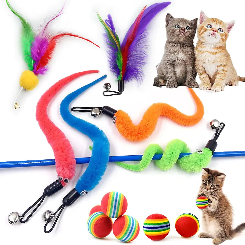 Jouets interactifs à plumes et balles pour chats